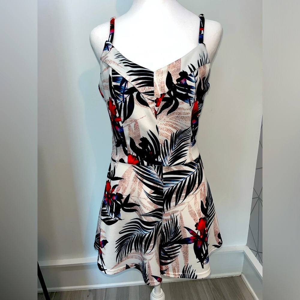 Tropical palm, print romper